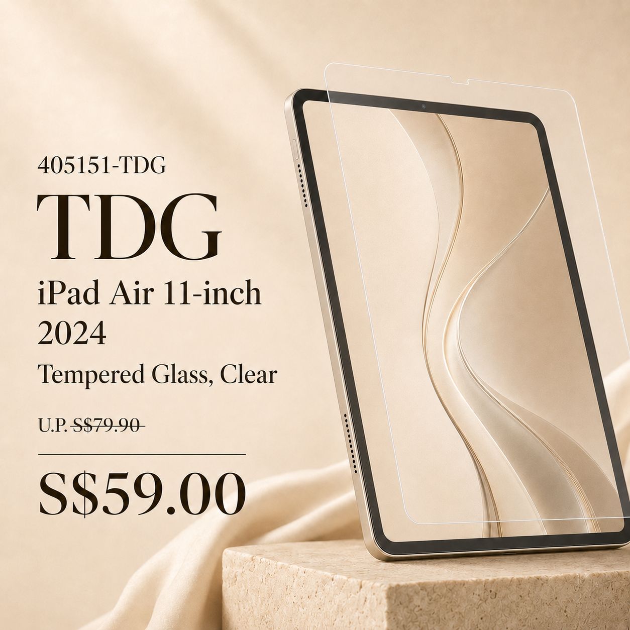 TDG iPad Air 11-inch (2024) Tempered Glass, Clear