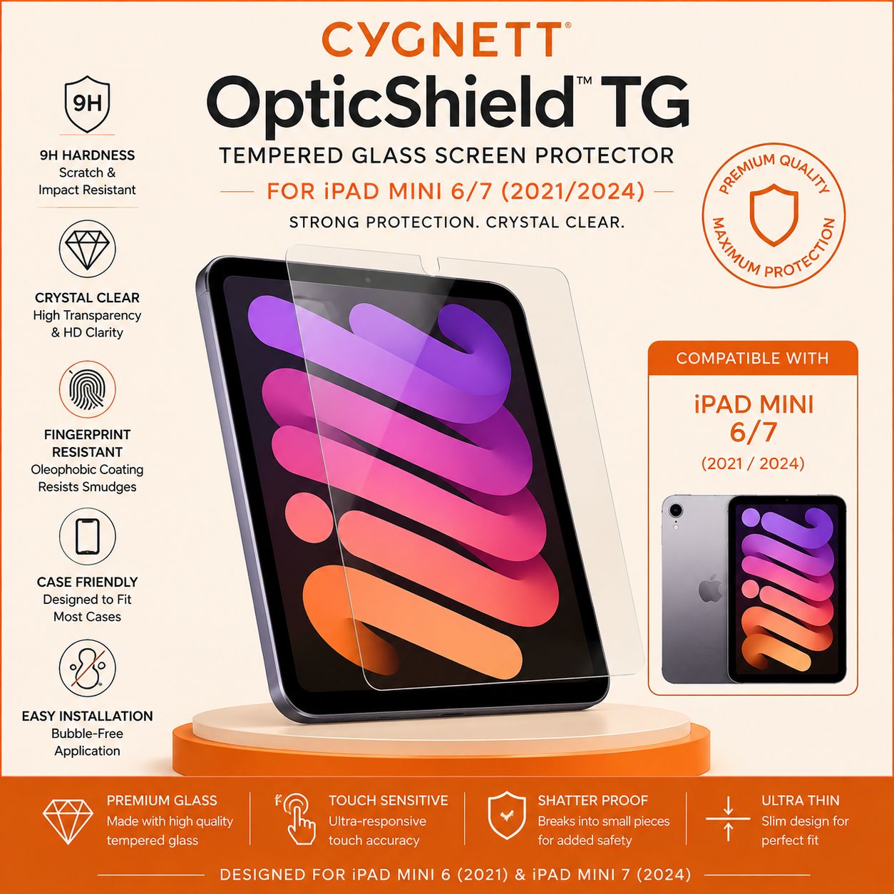 Cygnett OpticShield TG - iPad Mini 6/7