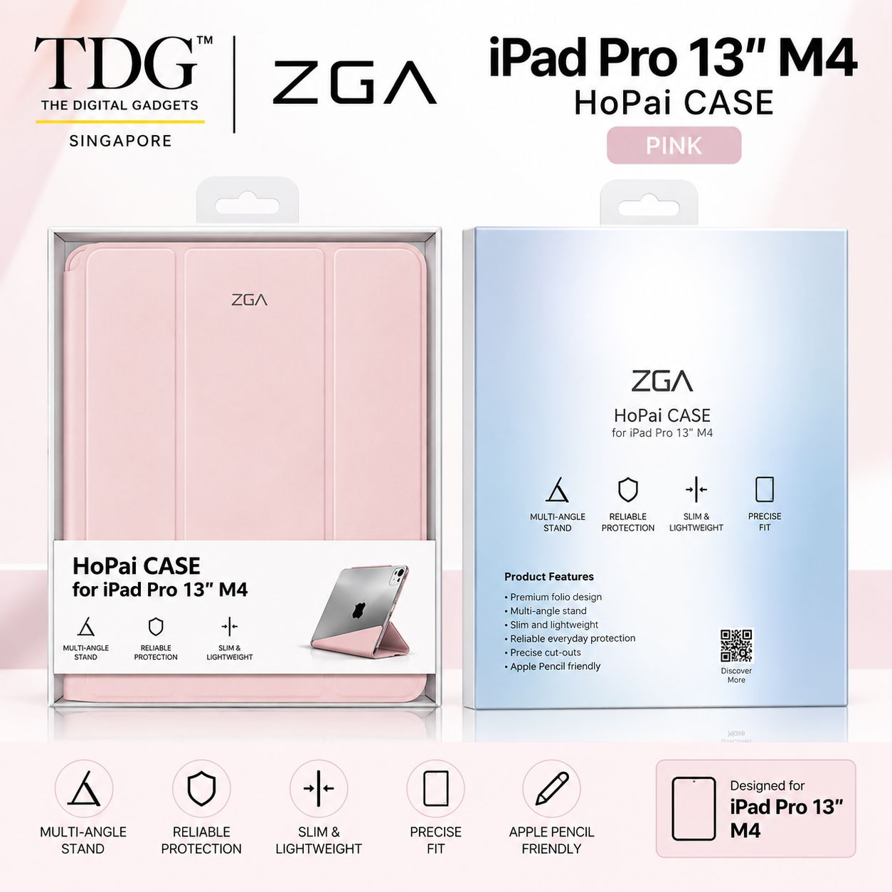 ZGA iPad Pro 13" M5/M4 HoPai Case, Pink