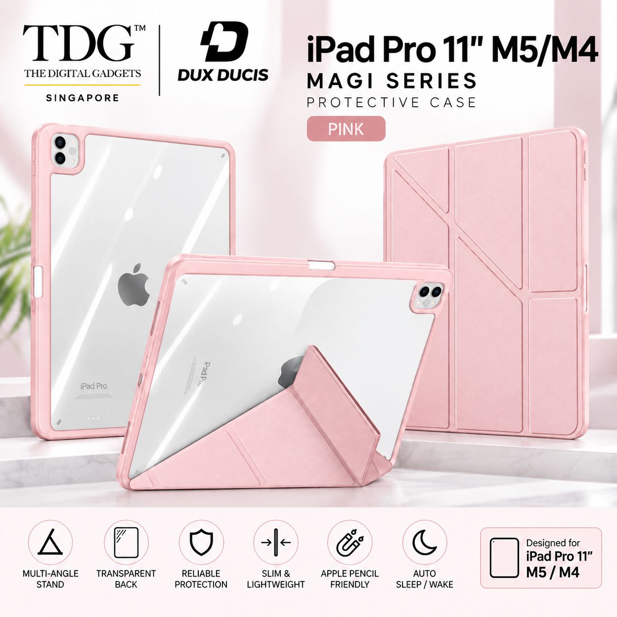 Dux Ducis iPad Pro 11" M5/M4 Magi Case, Pink