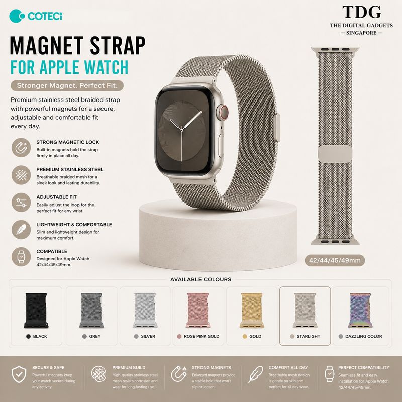 COTECi Apple Watch Magnetic Strap 42/44/45/49mm - Starlight