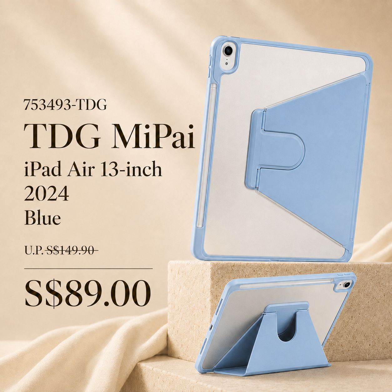 TDG MiPai Case iPad Air 13-inch (2024), Blue