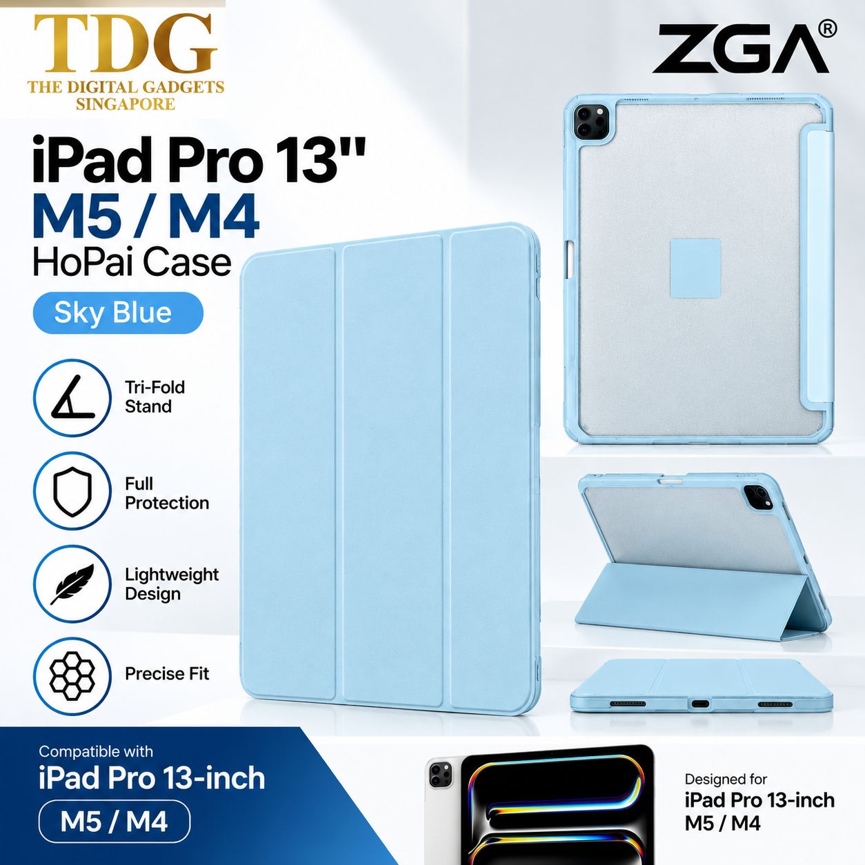 ZGA iPad Pro 13" M5/M4 HoPai Case – Sky Blue