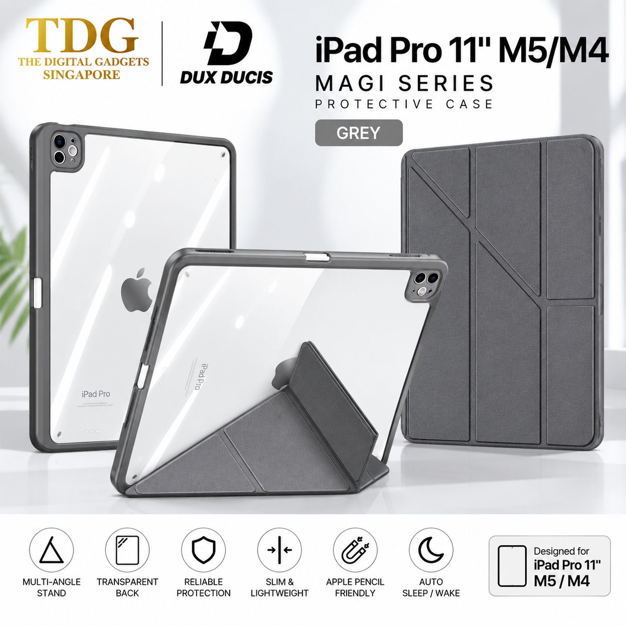 Dux Ducis iPad Pro 11" M5/M4 Magi Case, Grey
