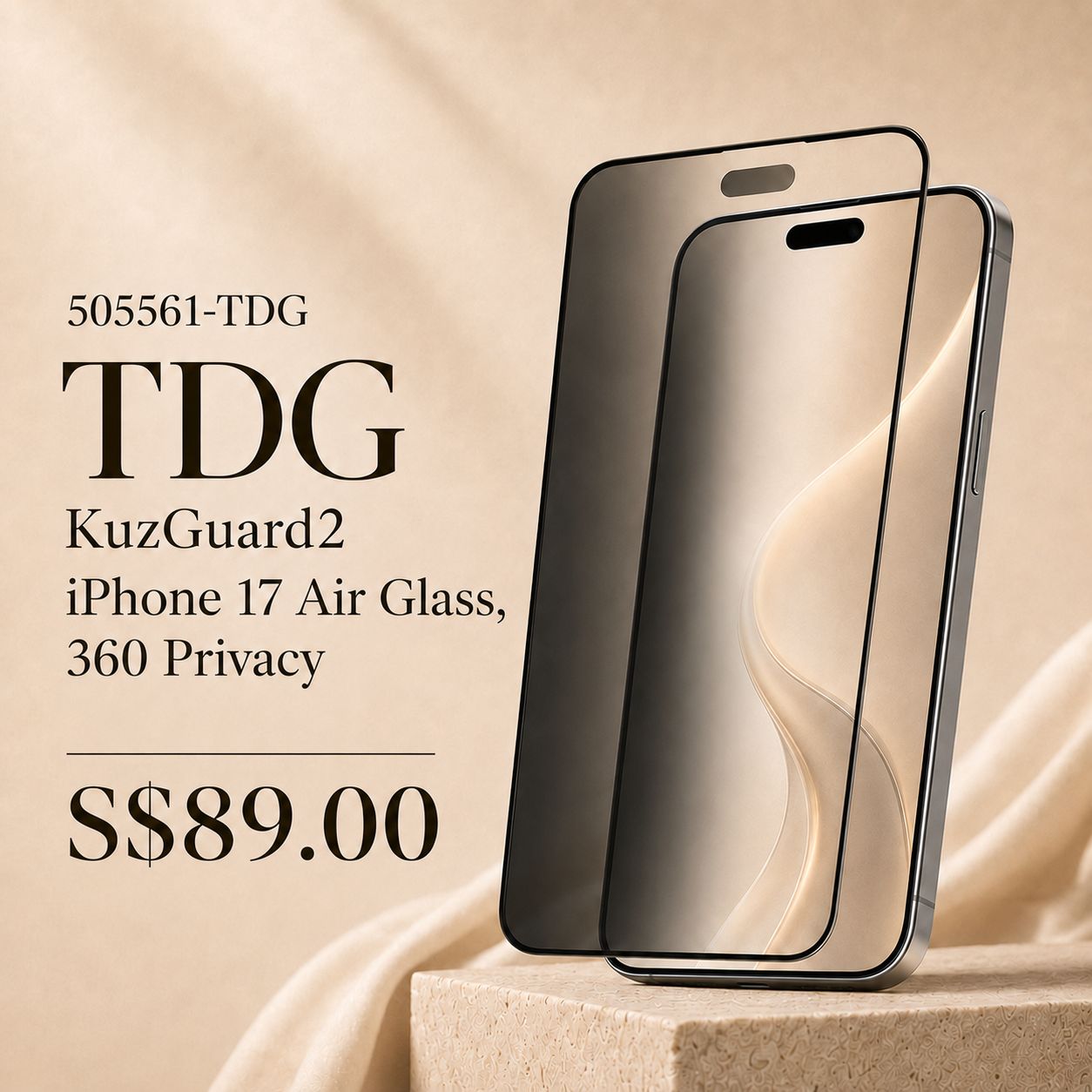 TDG KuzGuard2 iPhone 17 Air Tempered Glass, 360 Privacy