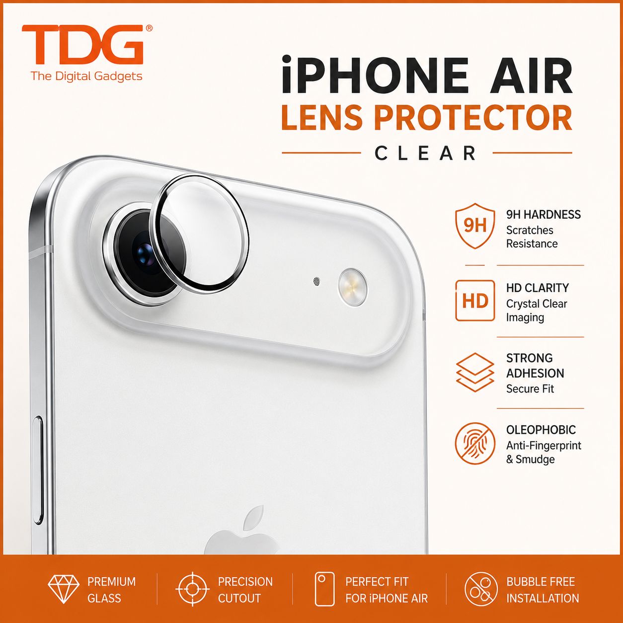 TDG AOKX iPhone Air Lens Protector, Clear