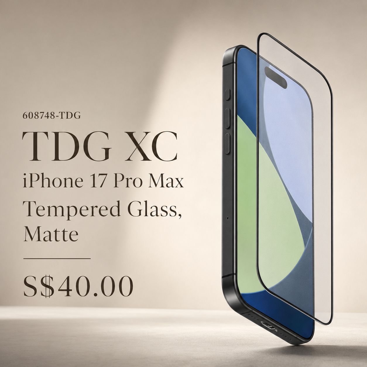 TDG XC iPhone 17 Pro Max Tempered Glass, Matte