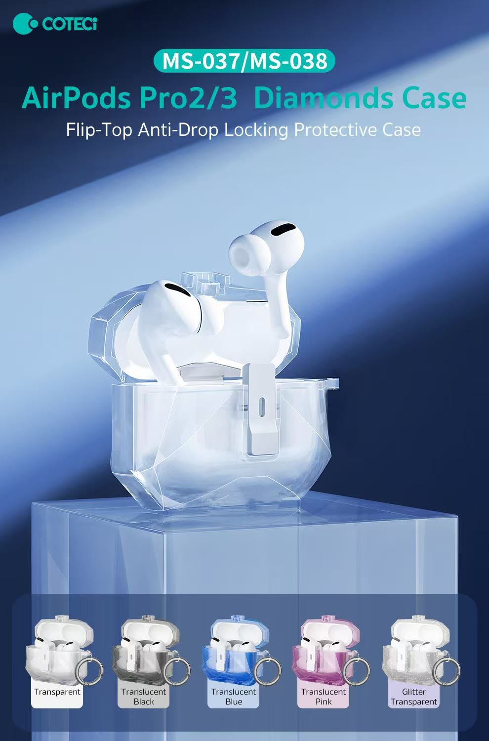 Coteci Airpods Pro 3 Diamonds Case, Black