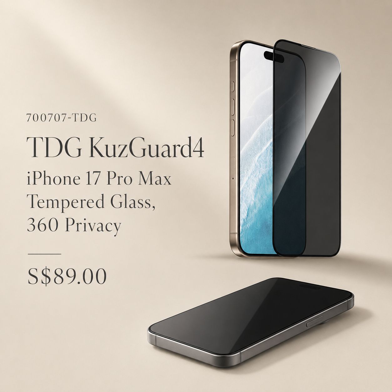 TDG KuzGuard4 iPhone 17 Pro Max Tempered Glass, 360 Privacy&amp;nbsp;
