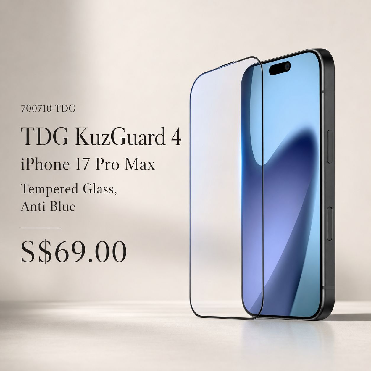 TDG KuzGuard 4 iPhone 17 Pro Max Tempered Glass, Anti Blue