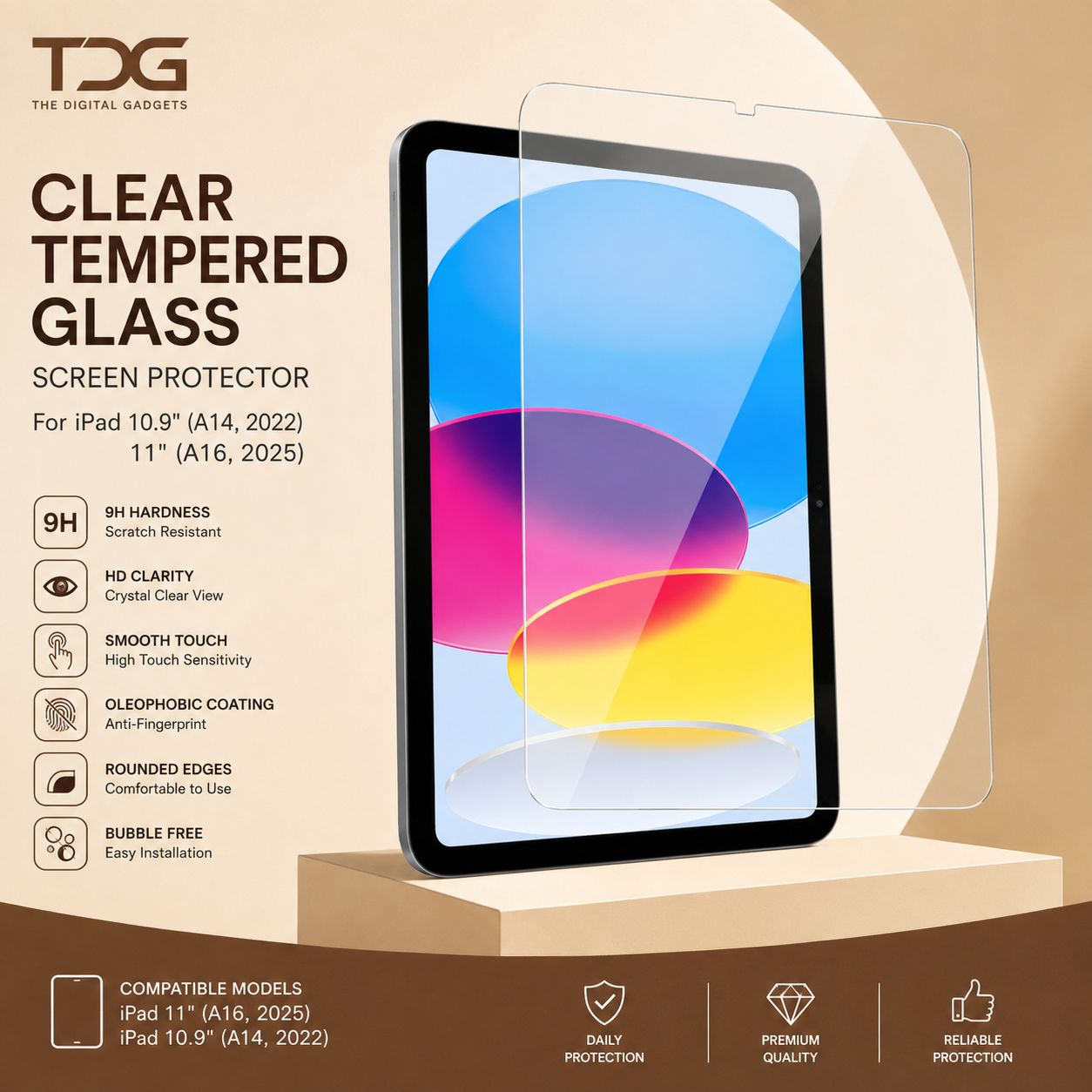 TDG iPad10.9/11 A14/16 (2022/25) T.Glass, Clear