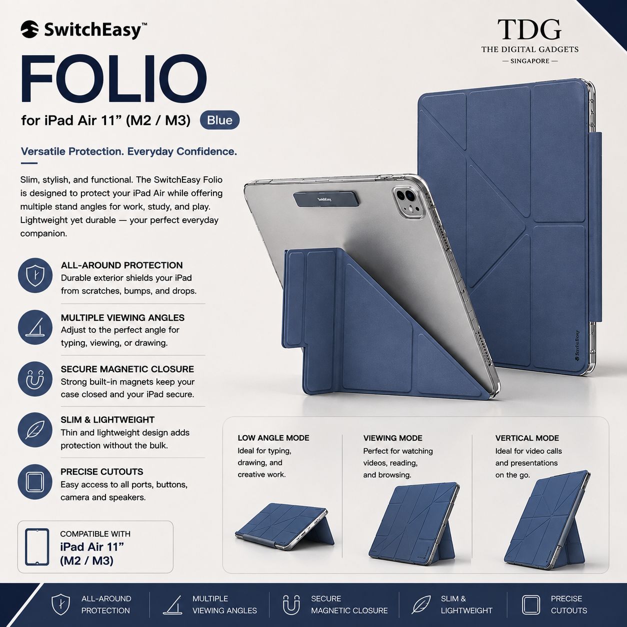 SwitchEasy Folio Case for iPad Air 11" – Blue