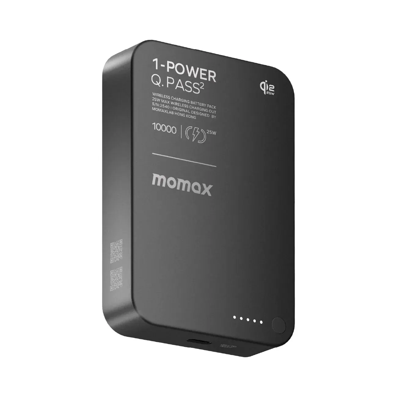 Momax Ultra+ Power Bank 20000mAh with USB-C Cable, Black