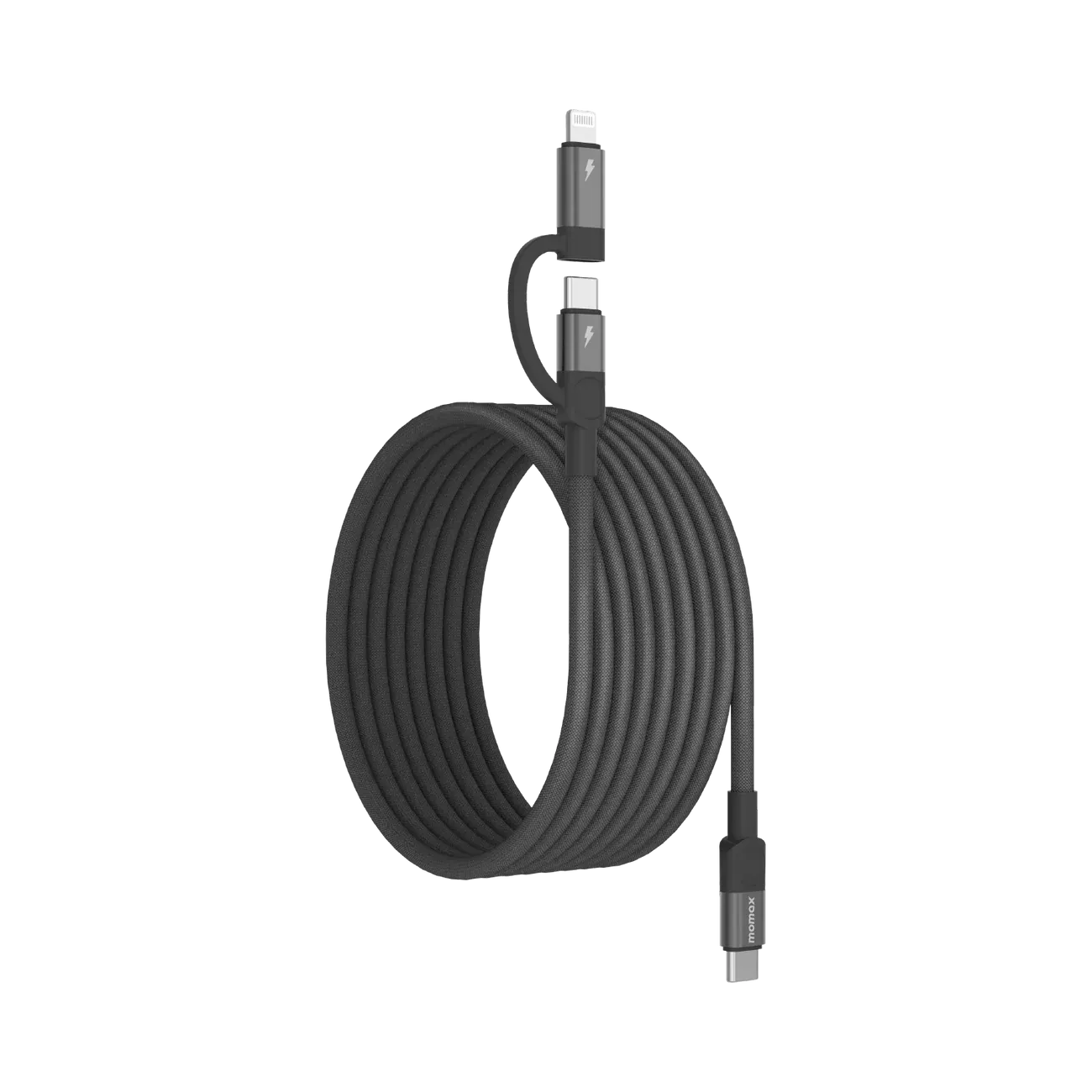 Momax DL58D Mag.Link 2-in-1 USB-C to C &amp; Lightning Magnetic Cable, 1M Black