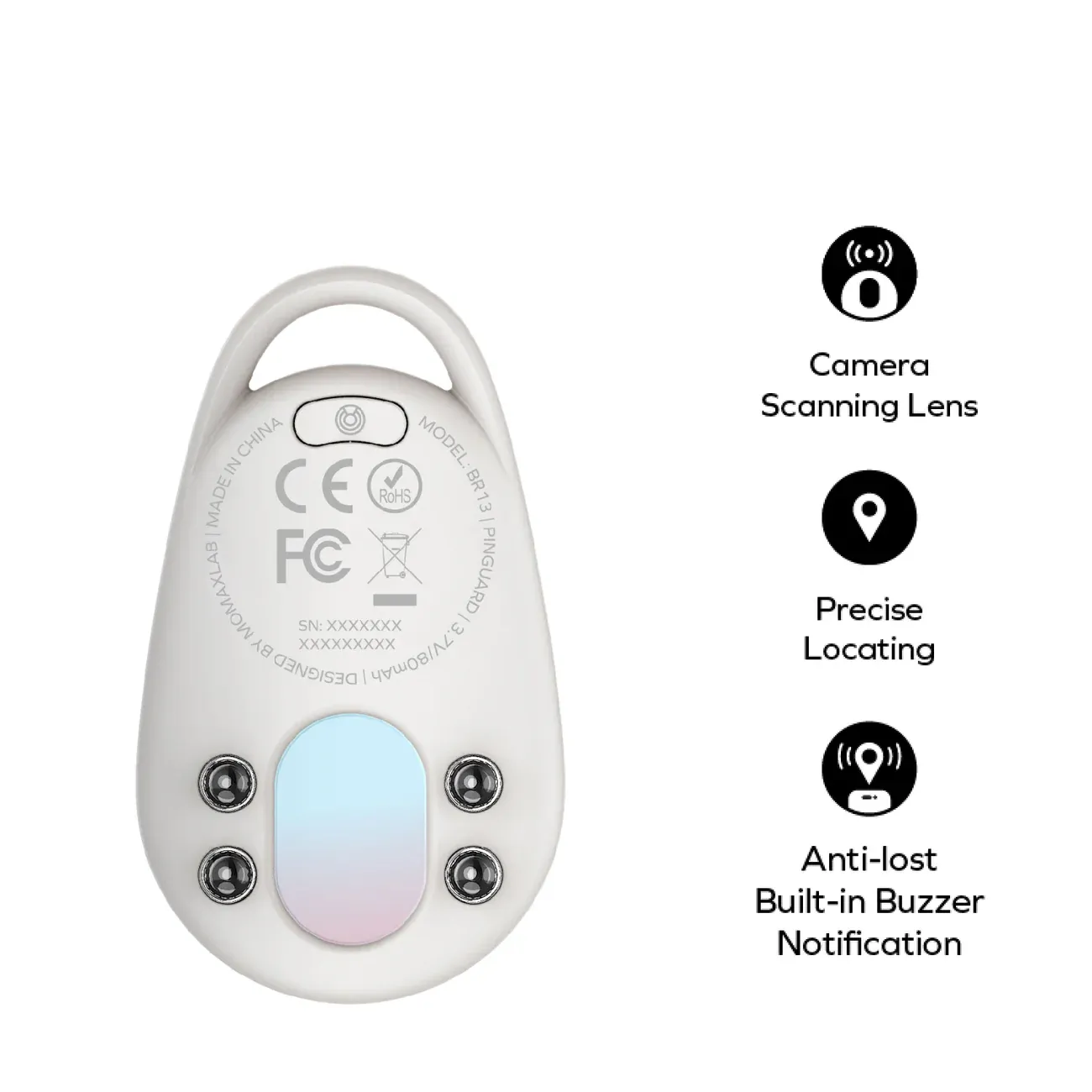 Momax BR13W PinGuard Camera Scanning Find My Locator, White