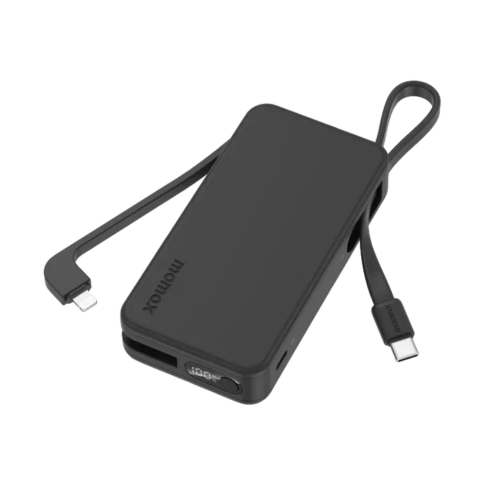 Momax Vital Power Bank 10000mAh with USB-C &amp; Lightning Cable, Black