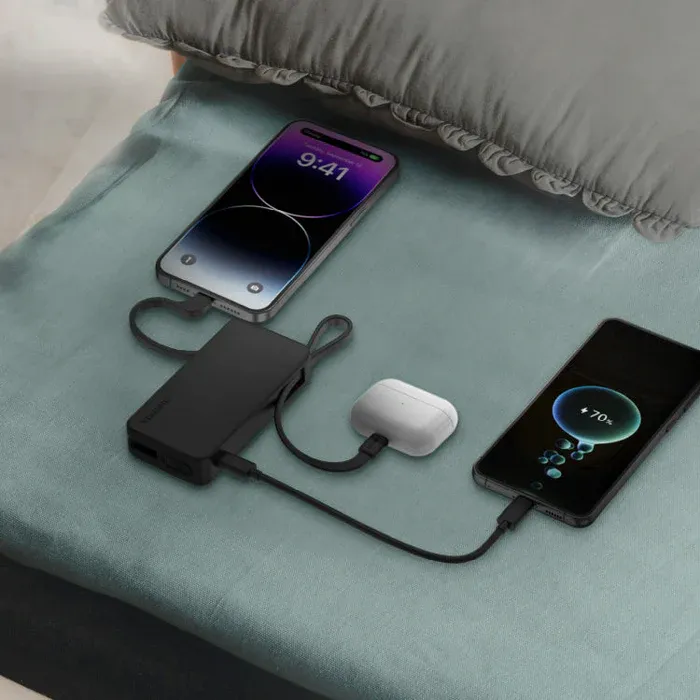 Momax Vital Power Bank 10000mAh with USB-C &amp; Lightning Cable, Black