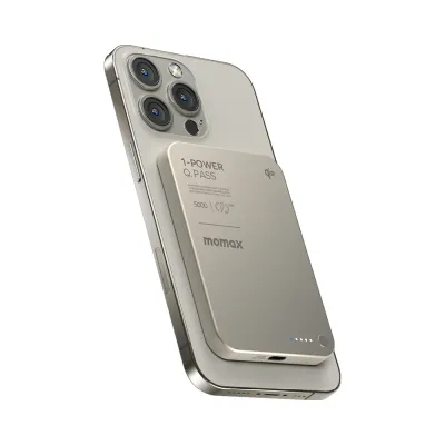 Momax Ultra Slim Magnetic Wireless Power Bank 5000mAh, Titanium