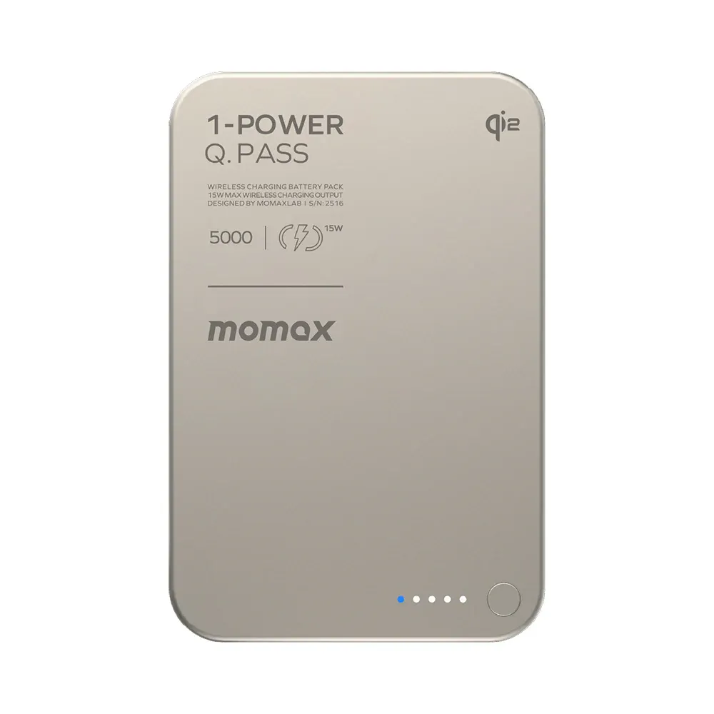 Momax Ultra Slim Magnetic Wireless Power Bank 5000mAh, Titanium