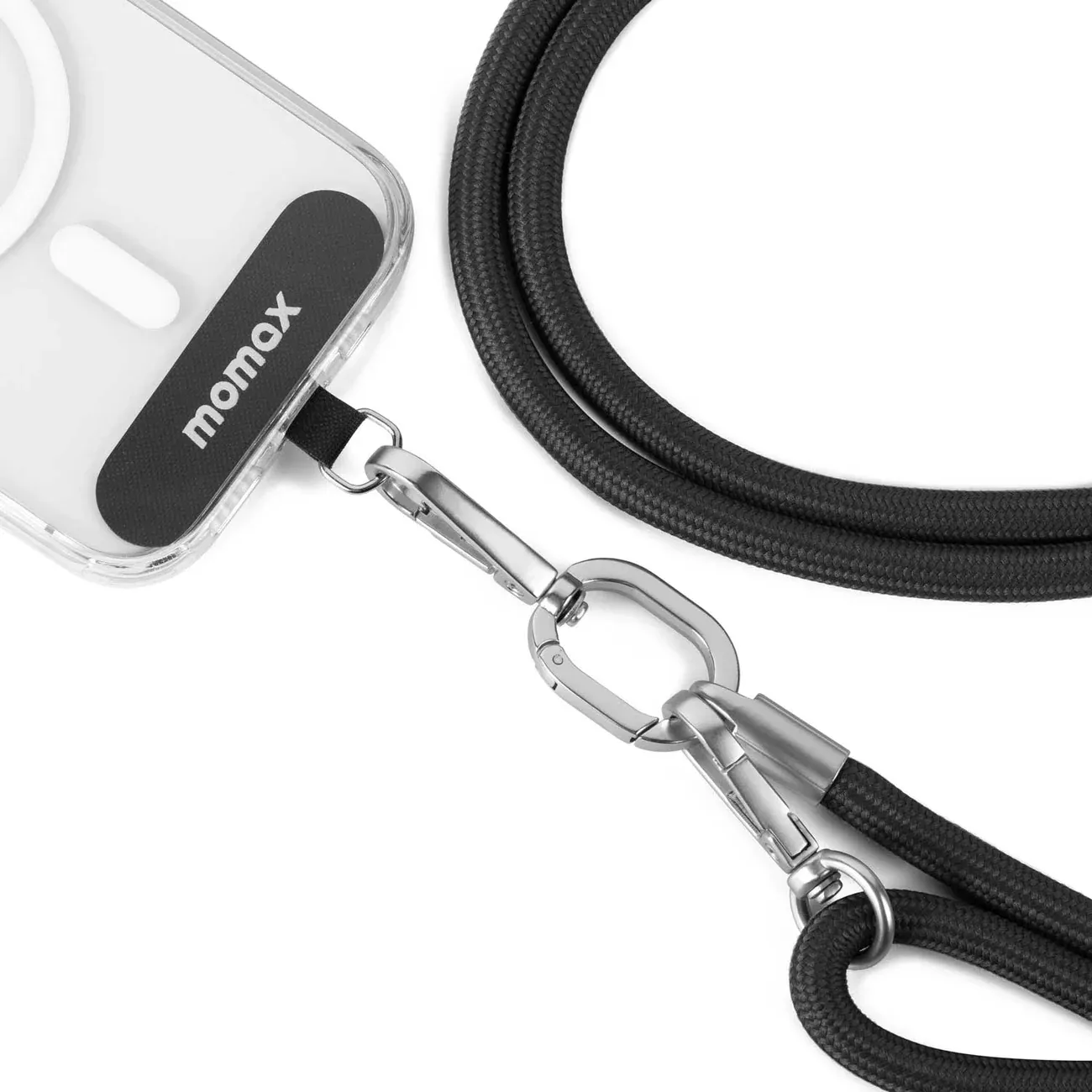 Momax SR39D Coard Cross-body Lanyard Strap, Black