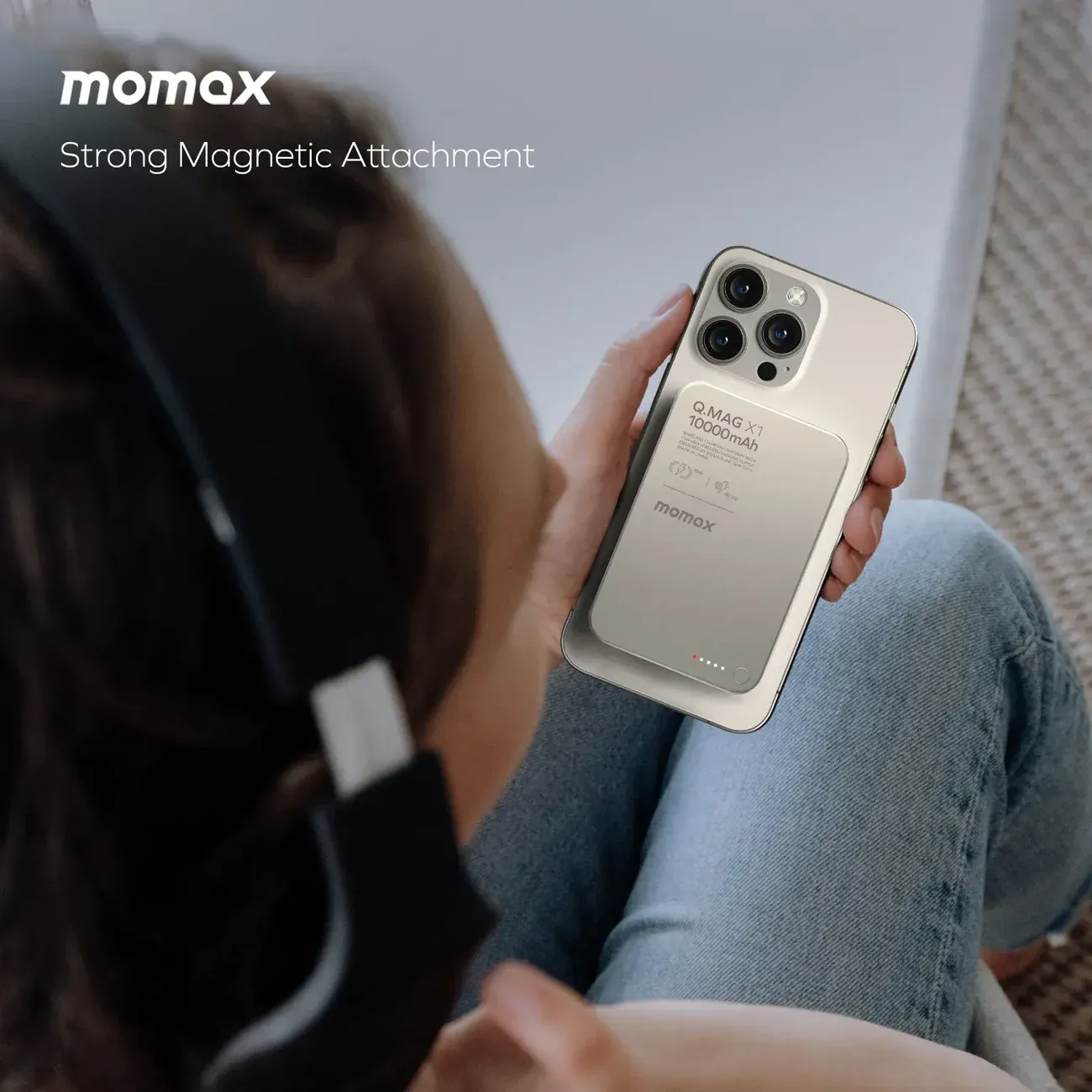 Momax X Magnetic Wireless Power Bank 10000mAh, Desert Gold
