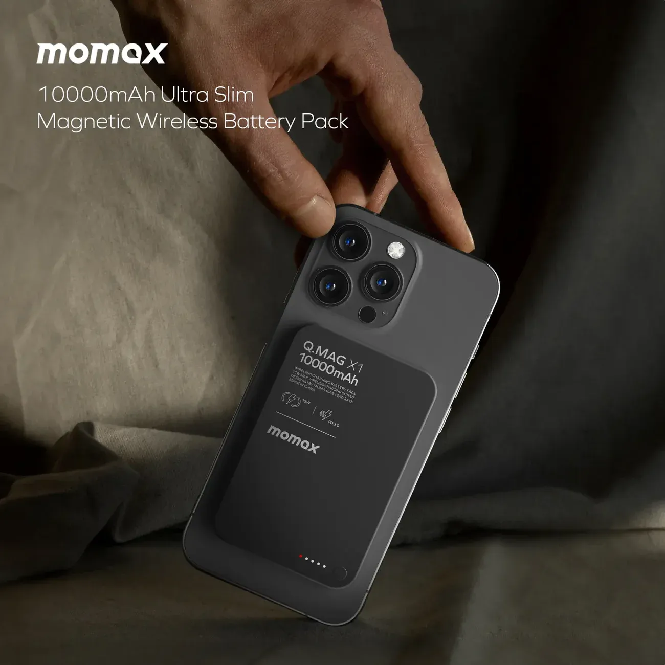 Momax X Magnetic Wireless Power Bank 10000mAh, Black