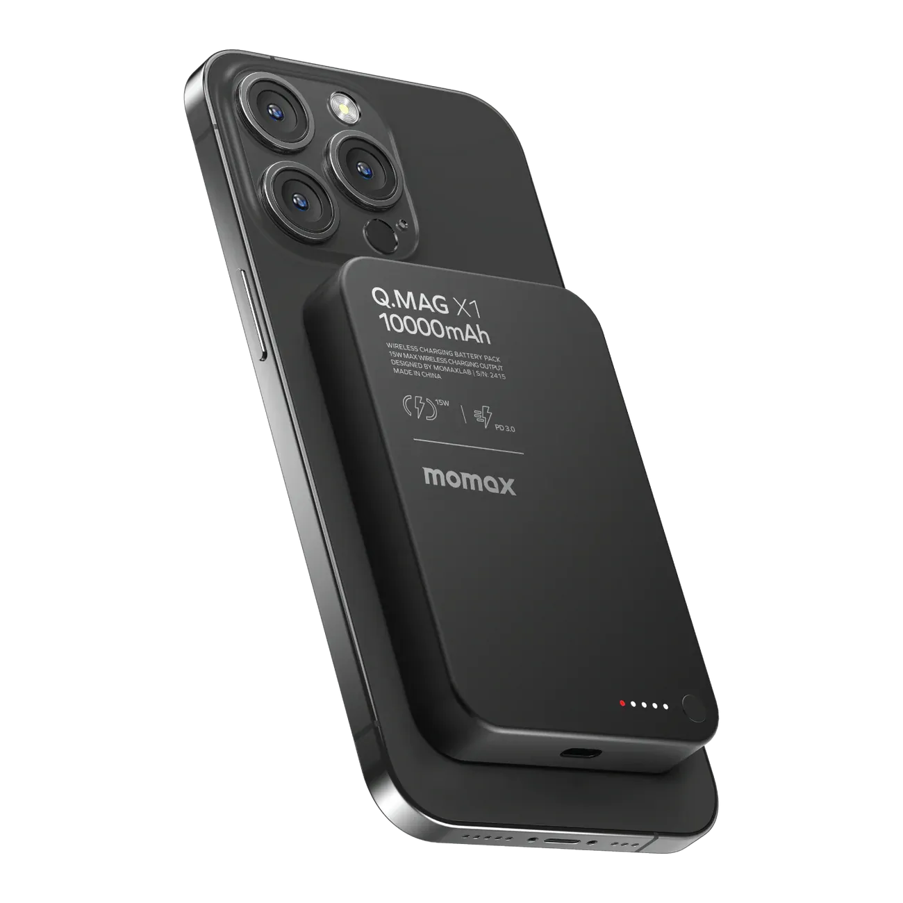 Momax X Magnetic Wireless Power Bank 10000mAh, Black