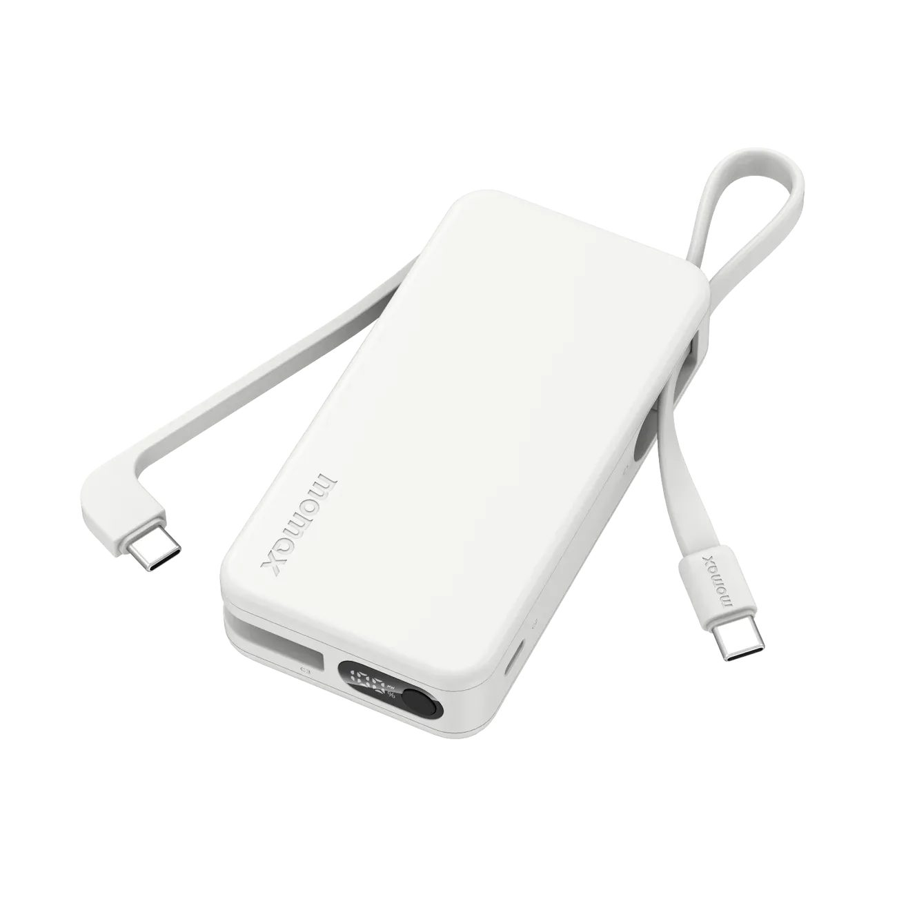 Momax Vital Power Bank 10000mAh with Dual USB-C Cable, White