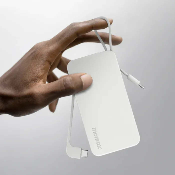 Momax Vital Power Bank 10000mAh with Dual USB-C Cable, White
