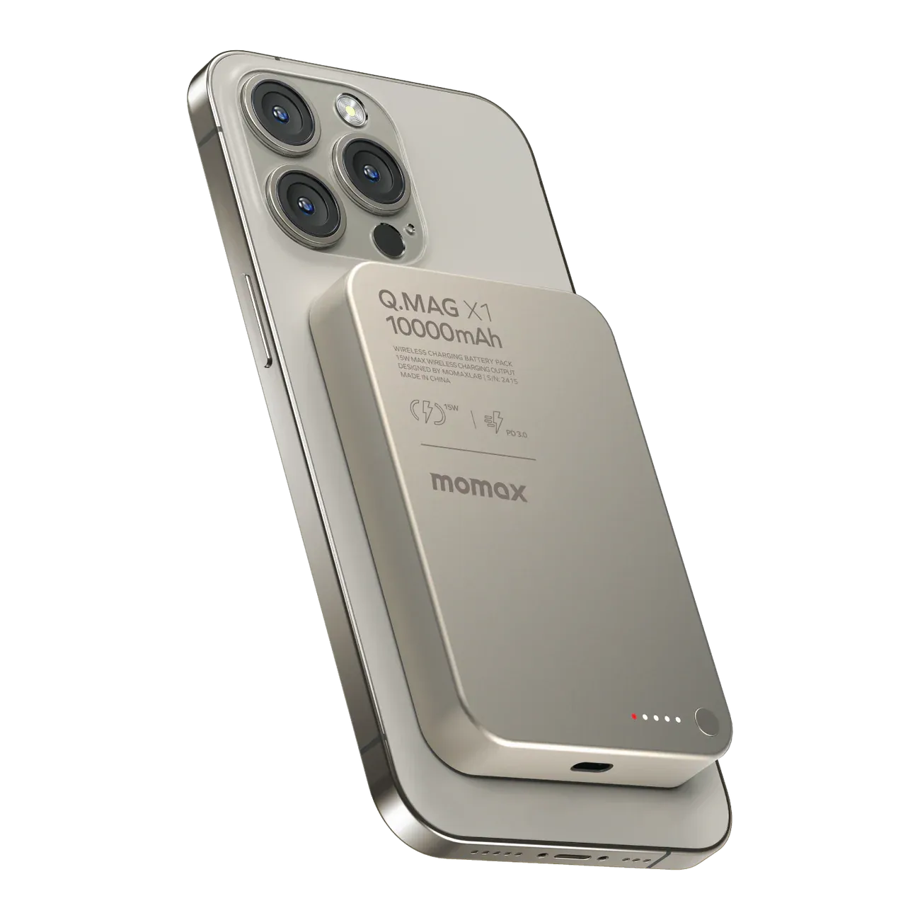 Momax X Magnetic Wireless Power Bank 10000mAh, Titanium