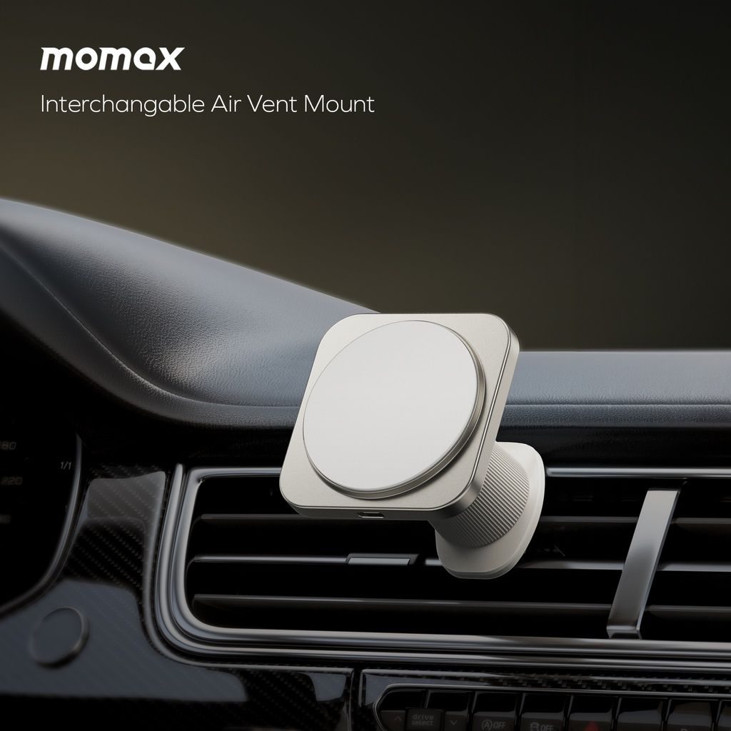 Momax CM32L Magnetic Wireless Charging Car Mount, Titanium
