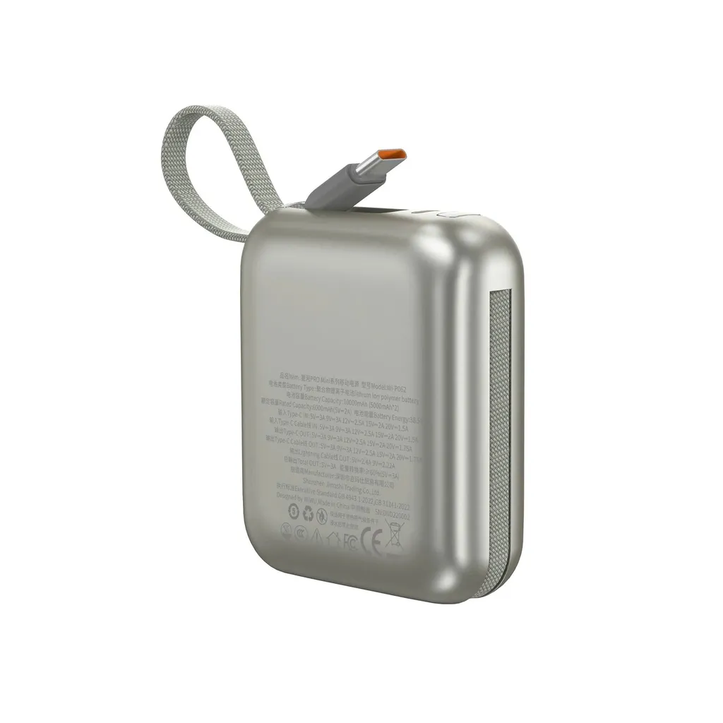 WiWU AS-181 Mini Power Bank 10000mAh, Silver