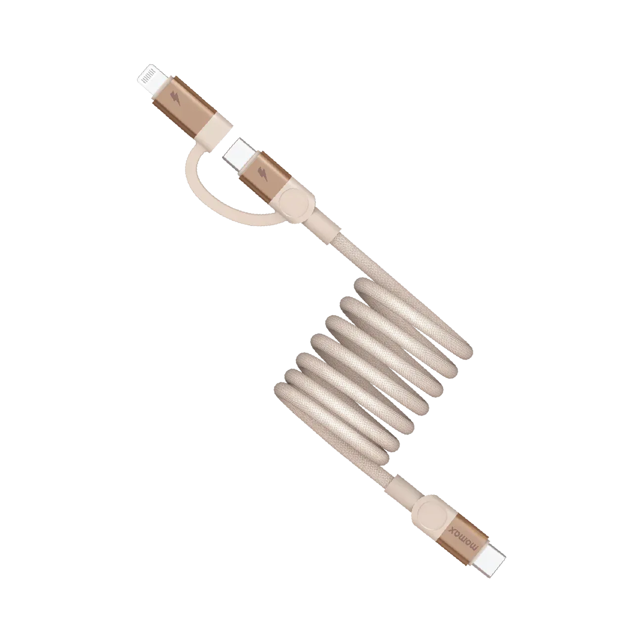 Momax DL58L2 Mag.Link 2-in-1 USB-C to C &amp; Lightning Magnetic Cable, 1M Sandstone