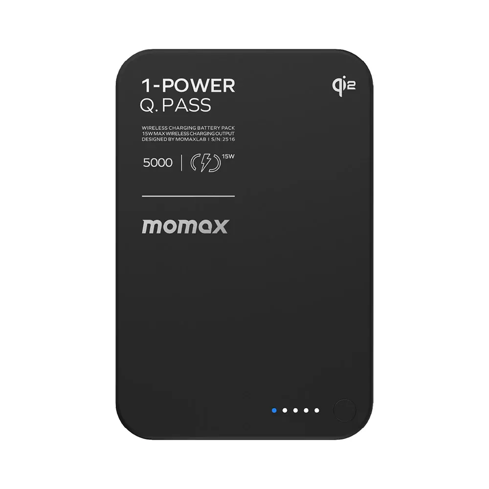 Momax Ultra Slim Magnetic Wireless Power Bank 5000mAh, Black