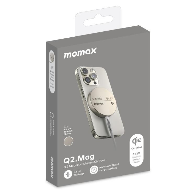 Momax UD32L Q2 Magnetic Wireless Charger, Titanium Chroma