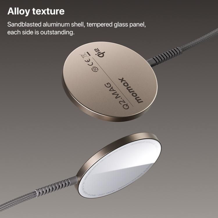 Momax UD32L Q2 Magnetic Wireless Charger, Titanium Chroma
