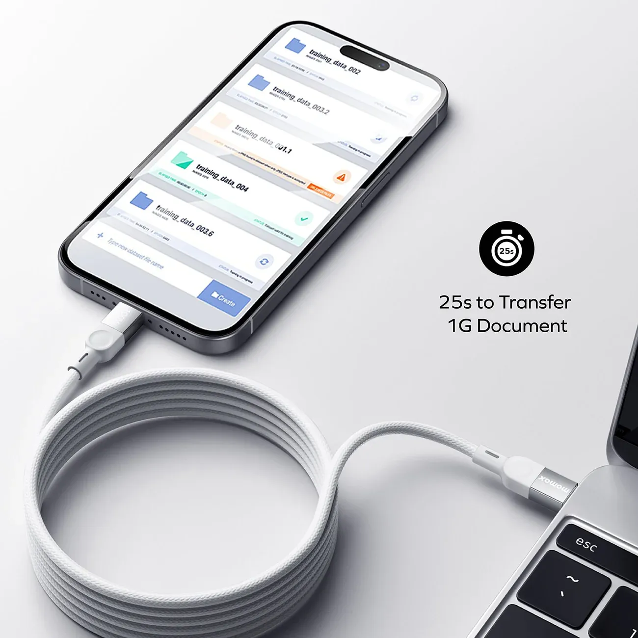 Momax DC35L Mag Link USB-C to USB-C Magnetic Cable, 1M 100W Titanium