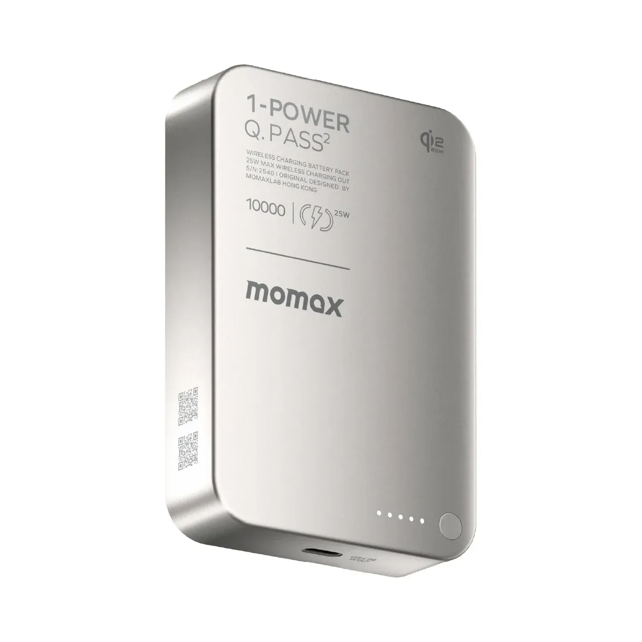Momax Q.Pass Magnetic Wireless Power Bank 10000mAh, Titanium