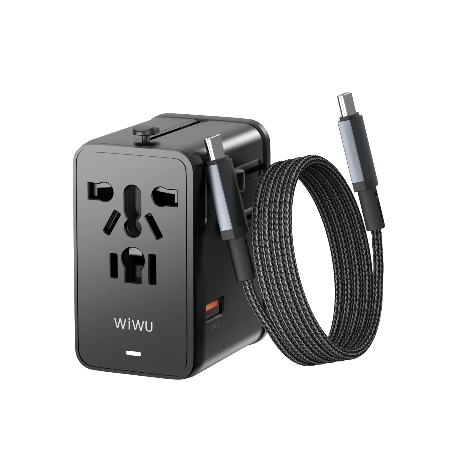 WiWU UA014 Universal 45W GaN Plug Adapter Cable Combo, Black
