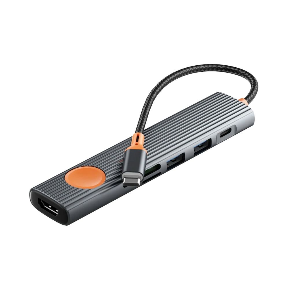 WiWU HB007 Travel 7 in 1 USB-C Hub, Grey