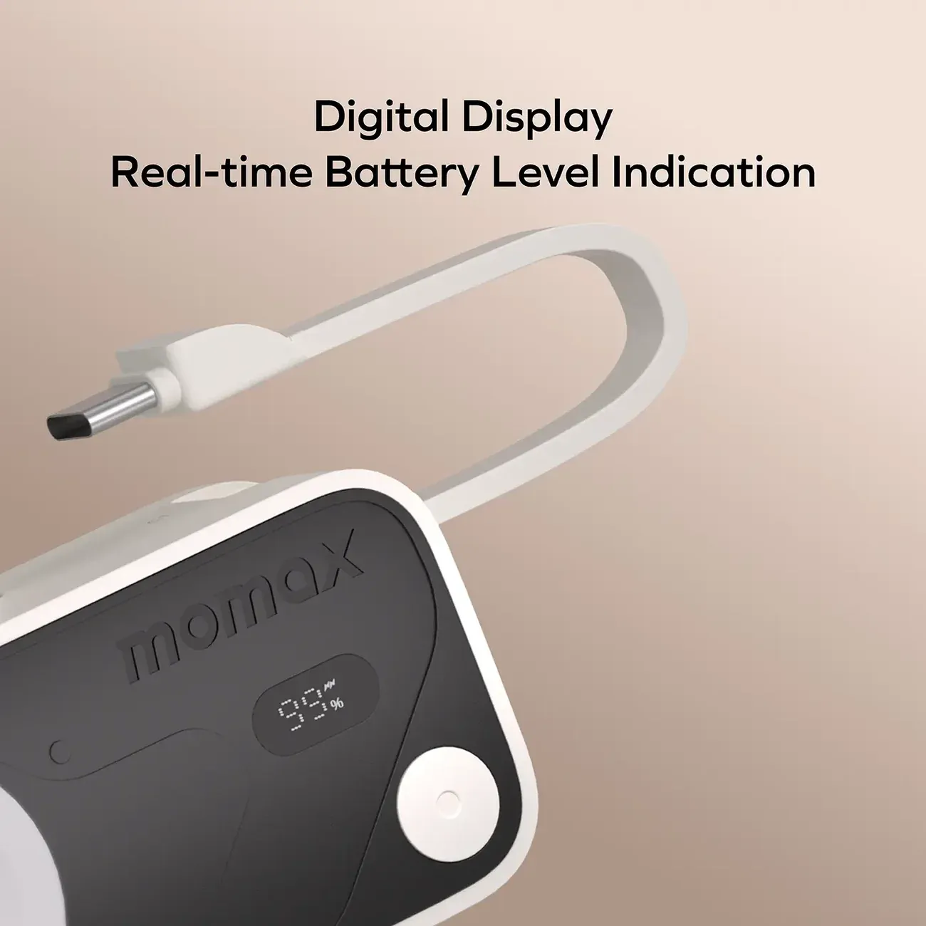 Momax Pro Mini+ Power Bank 5000mAh with Apple Watch Charger, Grey