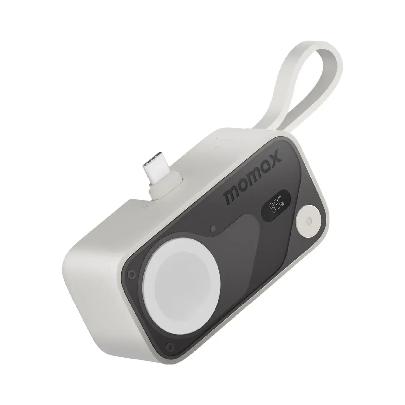 Momax Pro Mini+ Power Bank 5000mAh with Apple Watch Charger, Grey