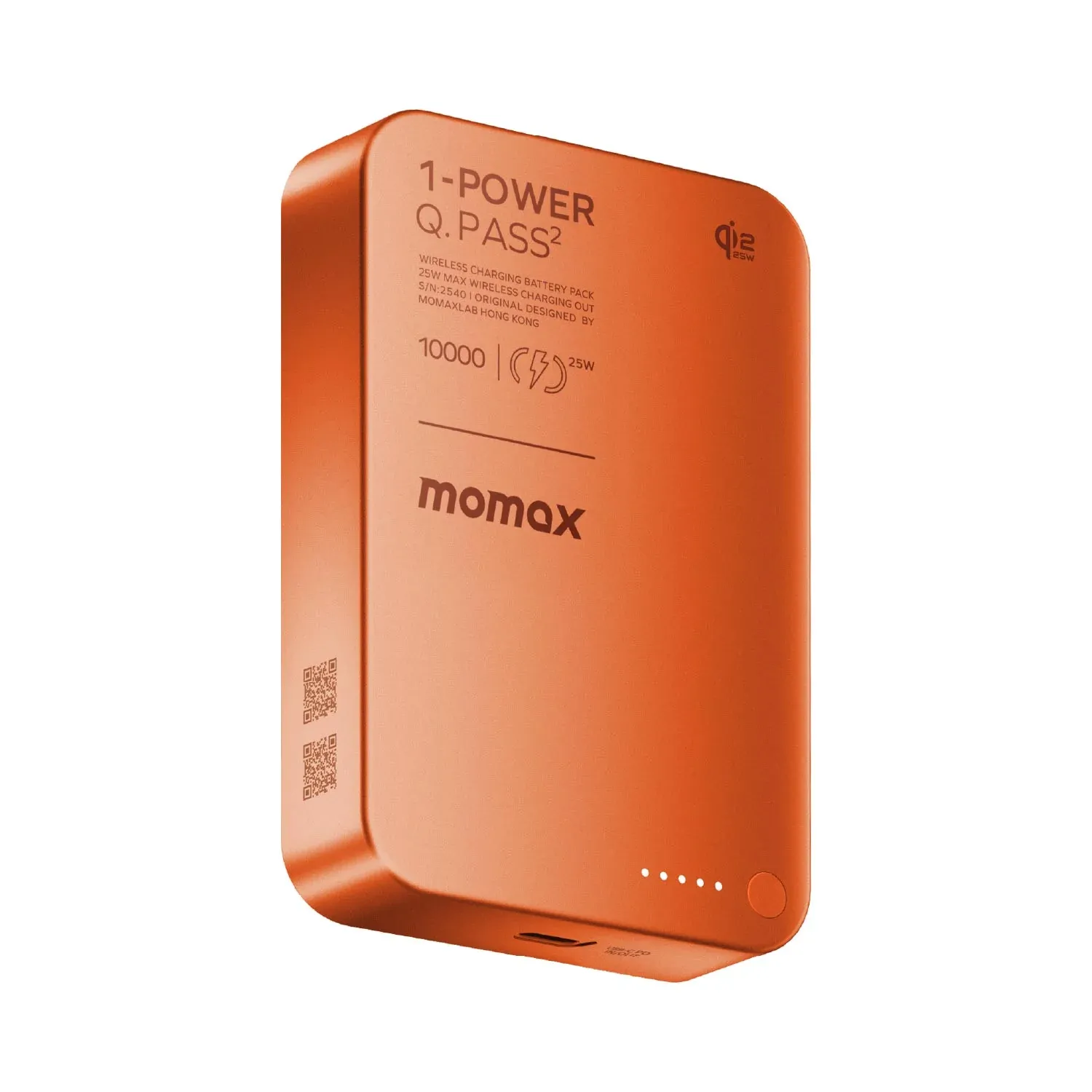 Momax Q.Pass Magnetic Wireless Power Bank 10000mAh, Orange