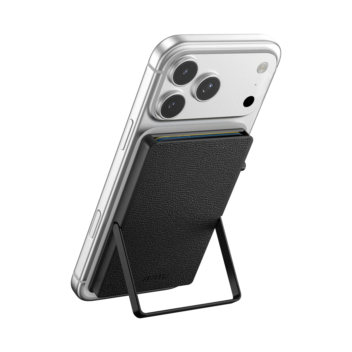 WiWU MW010 Leather Metal Stand Card Holder, Black