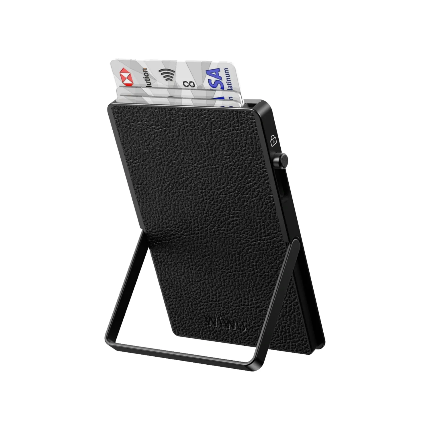 WiWU MW010 Leather Metal Stand Card Holder, Black