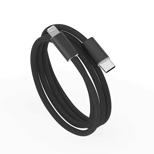 WiWU C101 Essen USB-C to Lightning Nylon Cable, 1.5M Black