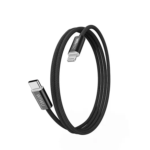 WiWU C101 Essen USB-C to Lightning Nylon Cable, 1.5M Black