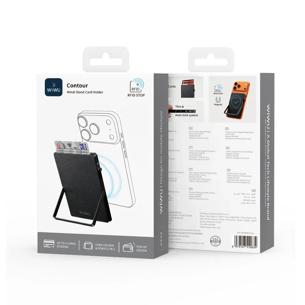 WiWU MW009 Contour Metal Stand Card Holder, Black
