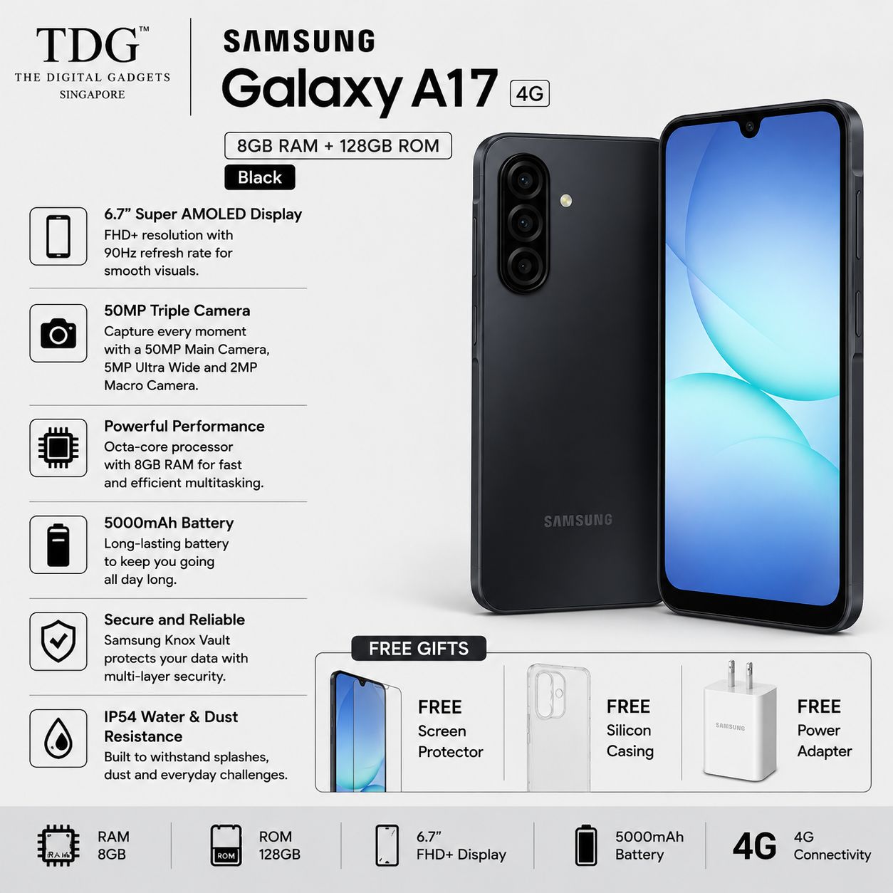 Samsung Galaxy A17 4G 8GB+128GB, Black