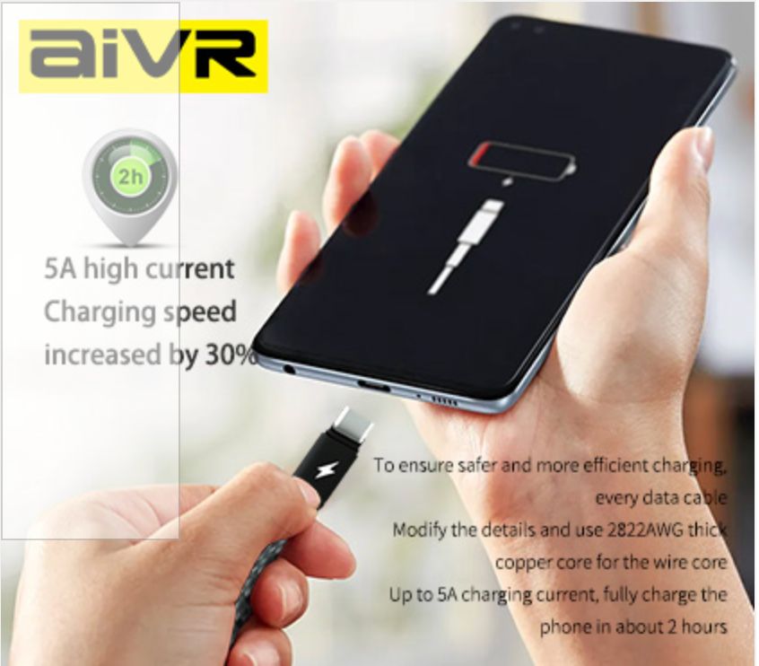 Aivr K376R-2C Type-C to Type-C Cable, 2M Black